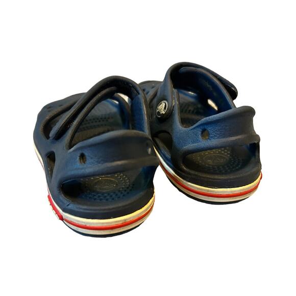 Kids Crocs Navy‎ Blue With Red Sandals- Size 6- Straps - Picture 5 of 11